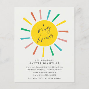Prospectus 11,4 Cm X 14,2 Cm Invitation Moderne pour Baby Shower à Petit Budget