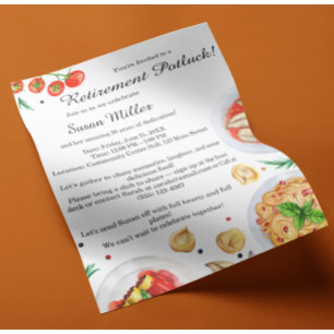 Prospectus 11,4 Cm X 14,2 Cm Invitation Potluck de retraite