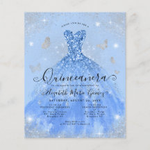 Invitation Quinceanera bleu bleu Dusty pas cher