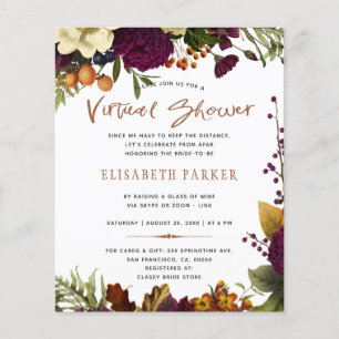 Prospectus 11,4 Cm X 14,2 Cm Invitation virtuelle de baby shower floral à petit