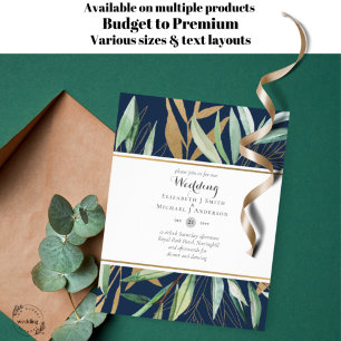 Prospectus 11,4 Cm X 14,2 Cm INVITATIONS DE MARIAGE BUDGÉTAIRE feuilles de verd
