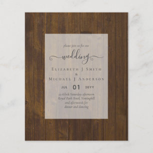 Prospectus 11,4 Cm X 14,2 Cm INVITATIONS DE MARIAGE BUDGÉTAIRE - Script minimal