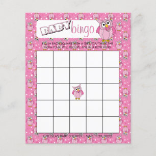 Prospectus 11,4 Cm X 14,2 Cm Jeu de Bingo Thème Baby Shower Chouette à pois ros