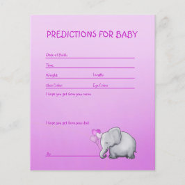 Prospectus 11,4 Cm X 14,2 Cm Jeu Eléphant rose Baby Girl Douche prédictions