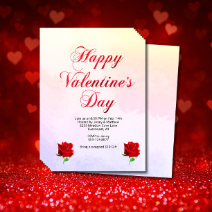 Prospectus 11,4 Cm X 14,2 Cm Joyeuse Saint-Valentin Fête de roses rouges pastel