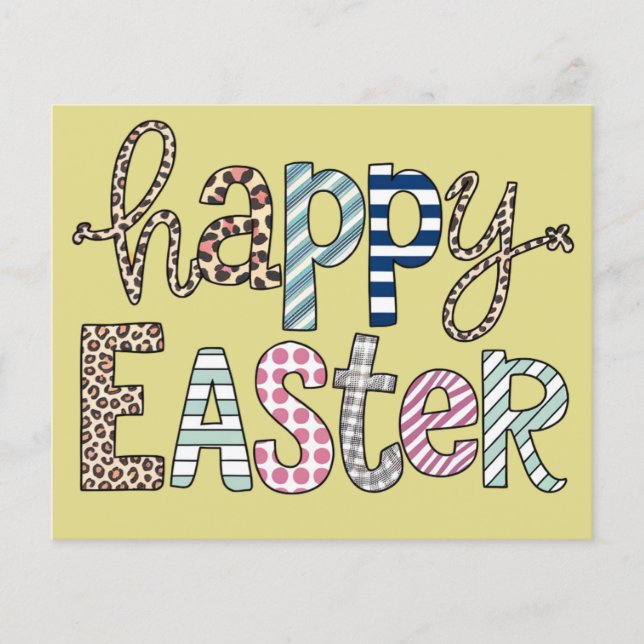 Prospectus 11,4 Cm X 14,2 Cm Joyeuses Pâques Lapin Floral Mignon Printemps Léop (Devant)