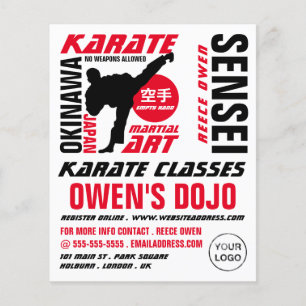Prospectus 11,4 Cm X 14,2 Cm Karate Design, Karate Class Publicité