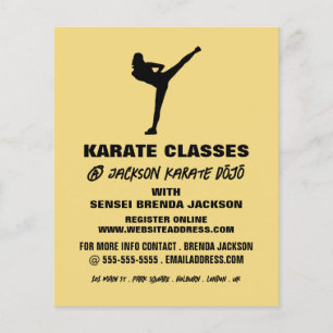 Prospectus 11,4 Cm X 14,2 Cm Karate Silhouette, Karate Class Publicité