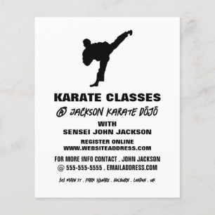 Prospectus 11,4 Cm X 14,2 Cm Karate Silhouette, Karate Class Publicité