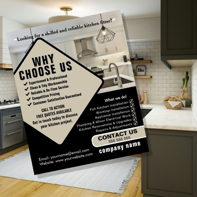 Prospectus 11,4 Cm X 14,2 Cm Kitchen Fitter Flyer – Professional Kitchen Instal (Créateur téléchargé)