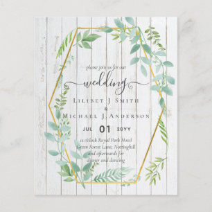 Prospectus 11,4 Cm X 14,2 Cm La verdure rustique sur le bois d'oeuvre Mariage d