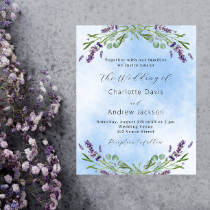 Prospectus 11,4 Cm X 14,2 Cm Lavande verte bleu budget faire-part de mariage
