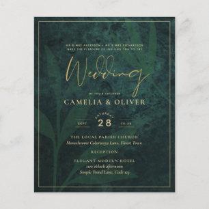 Prospectus 11,4 Cm X 14,2 Cm LeahG Emerald Forest Green Gold Wedding Invitation