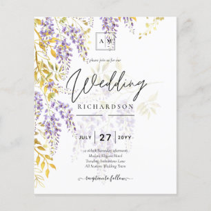 Prospectus 11,4 Cm X 14,2 Cm LeahG Faire-part de mariage floral WISTERIA or pou