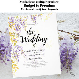 Prospectus 11,4 Cm X 14,2 Cm LeahG Faire-part de mariage floral WISTERIA or pou
