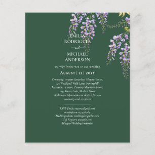 Prospectus 11,4 Cm X 14,2 Cm LeahG Green Purple WISTERIA Wedding INVITE