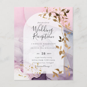 Prospectus 11,4 Cm X 14,2 Cm LeahG Ink Ombre violet rose rose Mariage or