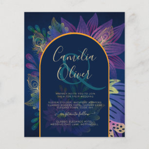 Prospectus 11,4 Cm X 14,2 Cm LeahG Invitation de mariage Navy Violet Or TONS DE