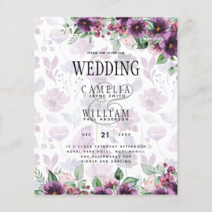 Prospectus 11,4 Cm X 14,2 Cm LeahG Plum Purple Berry Mariage Floral Automne Hiv