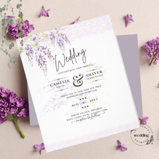 Prospectus 11,4 Cm X 14,2 Cm LeahG Purple WISTERIA Dentelle Florale Mariage INV (Créateur téléchargé)