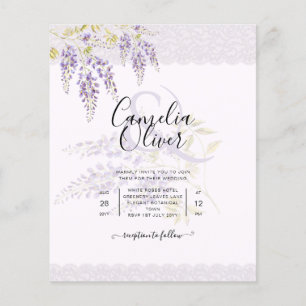 Prospectus 11,4 Cm X 14,2 Cm LeahG Purple WISTERIA Dentelle Florale Mariage INV