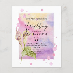 Prospectus 11,4 Cm X 14,2 Cm LeahG Rose Calla Lily Mariage floral Invitation