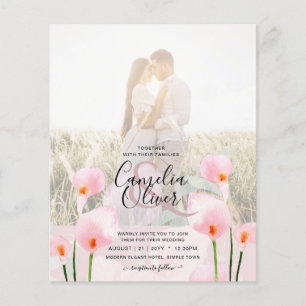 Prospectus 11,4 Cm X 14,2 Cm LeahG Rose Calla Lily PHOTO Overlay Mariage Invite