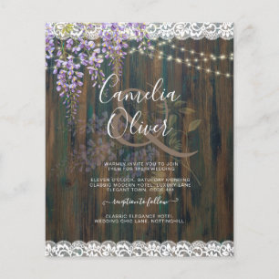 Prospectus 11,4 Cm X 14,2 Cm LeahG Rustic WISTERIA Dentelle Floral Wedding INVI