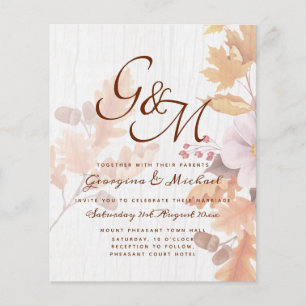 Prospectus 11,4 Cm X 14,2 Cm LeahG Terracotta Automne part Mariage Invitation