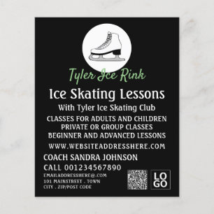 Prospectus 11,4 Cm X 14,2 Cm Logo de patinage sur glace, leçons de patinage sur