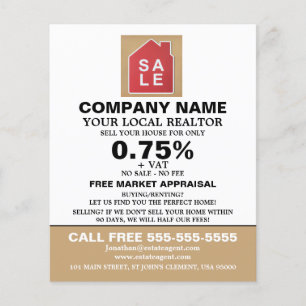 Prospectus 11,4 Cm X 14,2 Cm Logo de vente maison, Realtor, Agent immobilier pu