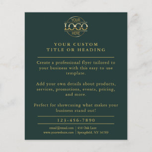 Prospectus 11,4 Cm X 14,2 Cm Logo minimaliste Vert & Or Professionnel Promotion