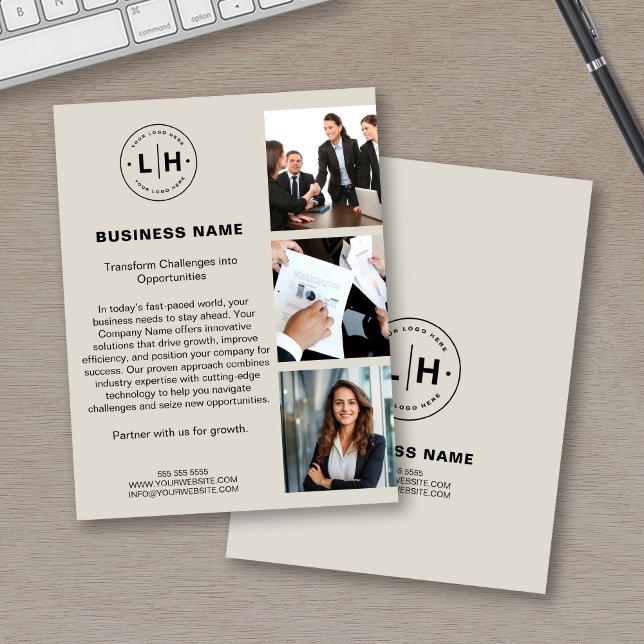 Prospectus 11,4 Cm X 14,2 Cm Logo moderne Photo Entreprise (Modern Logo Photo Corporate Business Flyer)