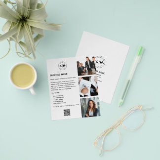 Prospectus 11,4 Cm X 14,2 Cm Logo Personnalisé Moderne Photo QR White Business