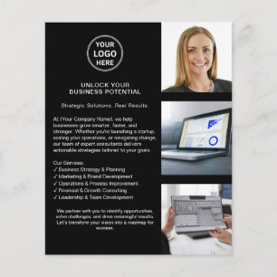 Prospectus 11,4 Cm X 14,2 Cm Logo Professionnel Black Business