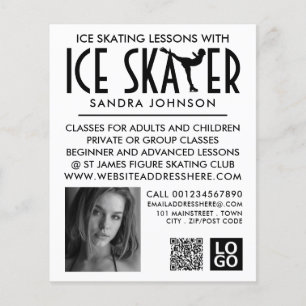 Prospectus 11,4 Cm X 14,2 Cm Logo Silhouette de patinage de glace, leçon de pat