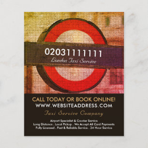 Prospectus 11,4 Cm X 14,2 Cm London City Mosaic Effect Taxi Sign & Price List