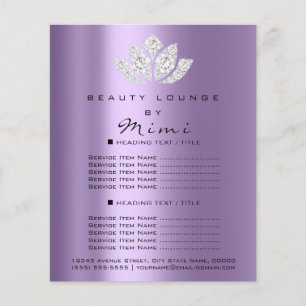 Prospectus 11,4 Cm X 14,2 Cm Lotus Maquillage Beauté Salon Lashes Gris Purple