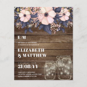 Prospectus 11,4 Cm X 14,2 Cm Lowest Budget Wedding FLYERS Pink Blue Floral