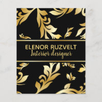 Luxe moderne floral or noir damassé design élégant