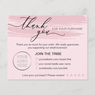 Prospectus 11,4 Cm X 14,2 Cm Magasin en ligne élégant rose Merci pour la petite