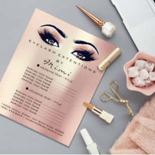 Prospectus 11,4 Cm X 14,2 Cm Maquillage Artiste Beauté Salon Lashes Circulaire