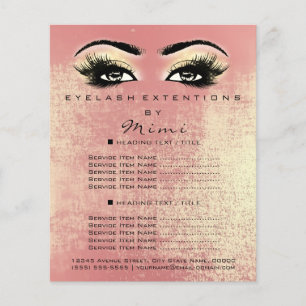 Prospectus 11,4 Cm X 14,2 Cm Maquillage Artiste Beauté Salon Lashes Flyer Peach