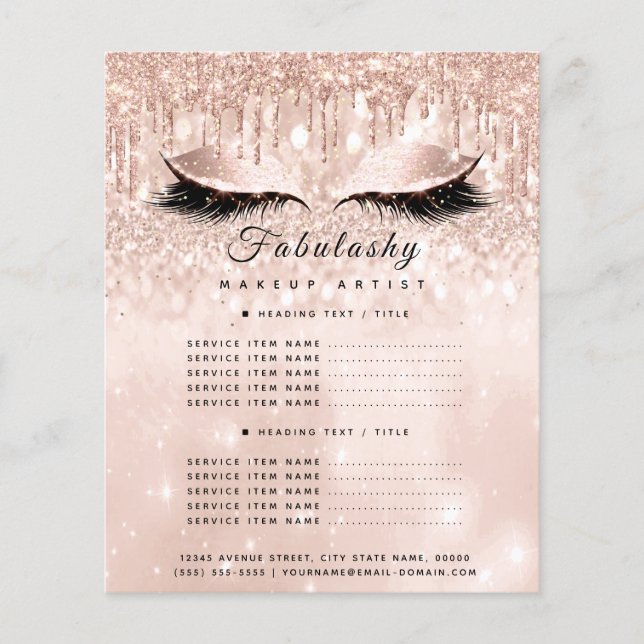 Prospectus 11,4 Cm X 14,2 Cm Maquillage Artiste Salon Parties scintillant Circu (Devant)