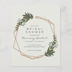 Prospectus 11,4 Cm X 14,2 Cm Mariage Bohème Chic Doré avec Feuillage Budget