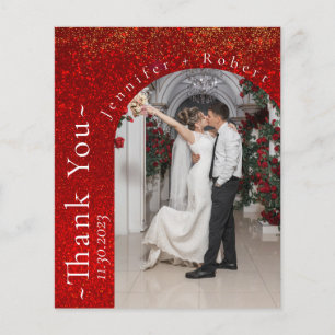 Prospectus 11,4 Cm X 14,2 Cm Mariage Budget Parties scintillant rouge Cartes de