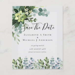 Prospectus 11,4 Cm X 14,2 Cm MARIAGE BUDGET SAVE DATES - Eucalyptus VERT