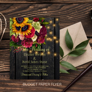 Prospectus 11,4 Cm X 14,2 Cm Mariage champêtre rustique avec tournesols et rose