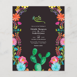 Prospectus 11,4 Cm X 14,2 Cm Mariage de fête mexicaine florale aquarelle coloré