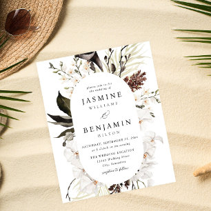 Prospectus 11,4 Cm X 14,2 Cm Mariage de plage Floral noir & blanc Budget